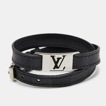 Louis Vuitton Damier Graphite Silver Tone Sign It Wrap Bracelet