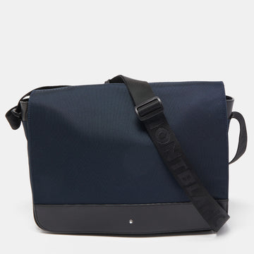 MONTBLANC Dark Blue/Black Nylon and Leather Nightflight Messenger Bag