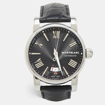 MONTBLANC Black Stainless Steel Leather Star 102341 Men's Wristwatch 41.50 mm