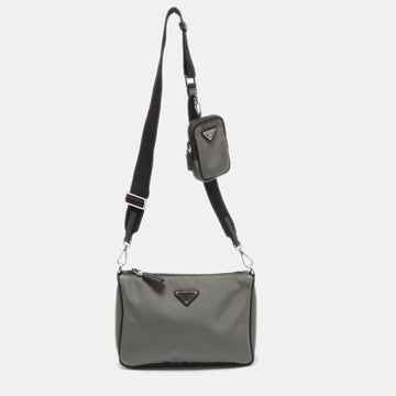 PRADA Grey/Black Nylon Crossbody Bag