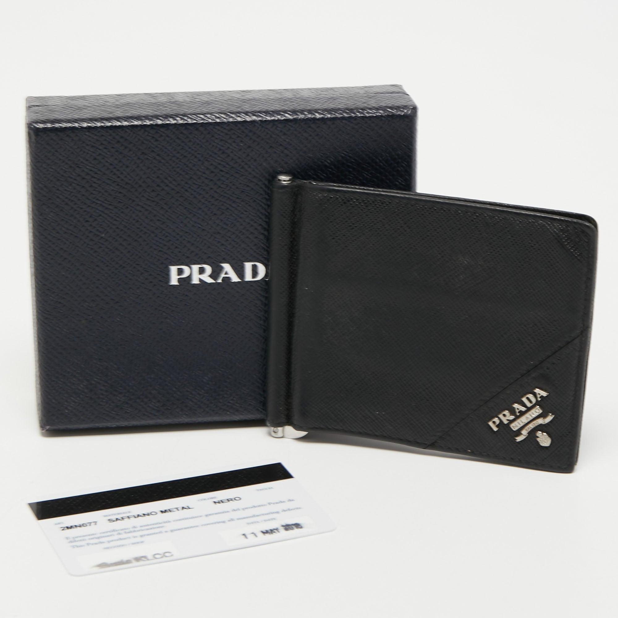 Prada saffiano leather money clip wallet best sale