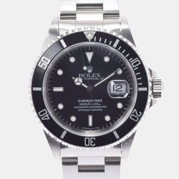 Rolex Black Stainless Steel Submariner 16610 Men's Wristwatch 40 mm