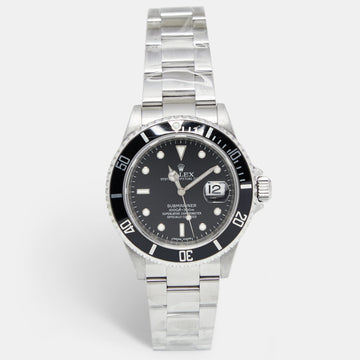 Rolex Black Stainless Steel Submariner 16610 Men's Wristwatch 40 mm