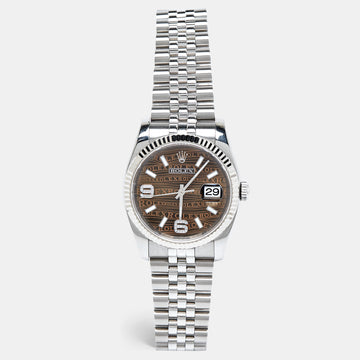 Rolex Bronze 18k White Gold Stainless Steel Datejust 116234-0158 Unisex Wristwatch 36 mm