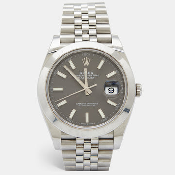 ROLEX Grey Stainless Steel Datejust 126300 Men's Wristwatch 41 mm