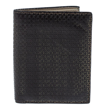 Salvatore Ferragamo Dark Brown Gancini Embossed Leather Bifold Wallet