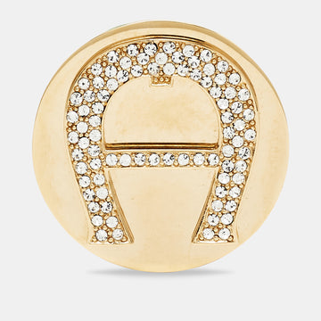 AIGNER Crystals Gold Tone Brooch