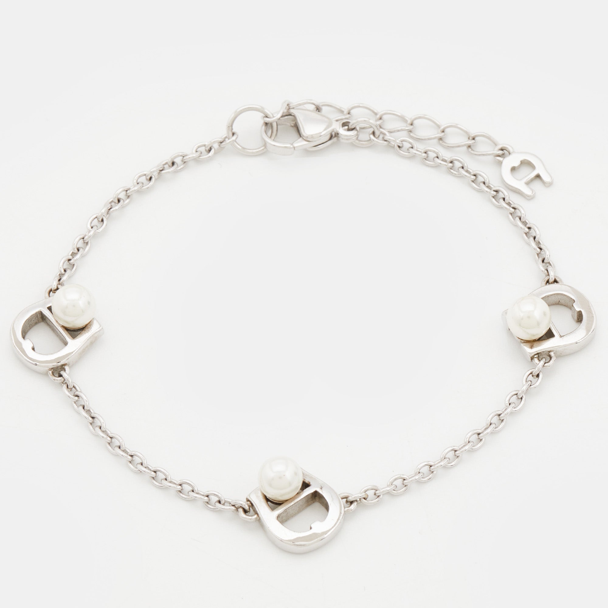 AIGNER Faux Pearl Silver Tone Bracelet