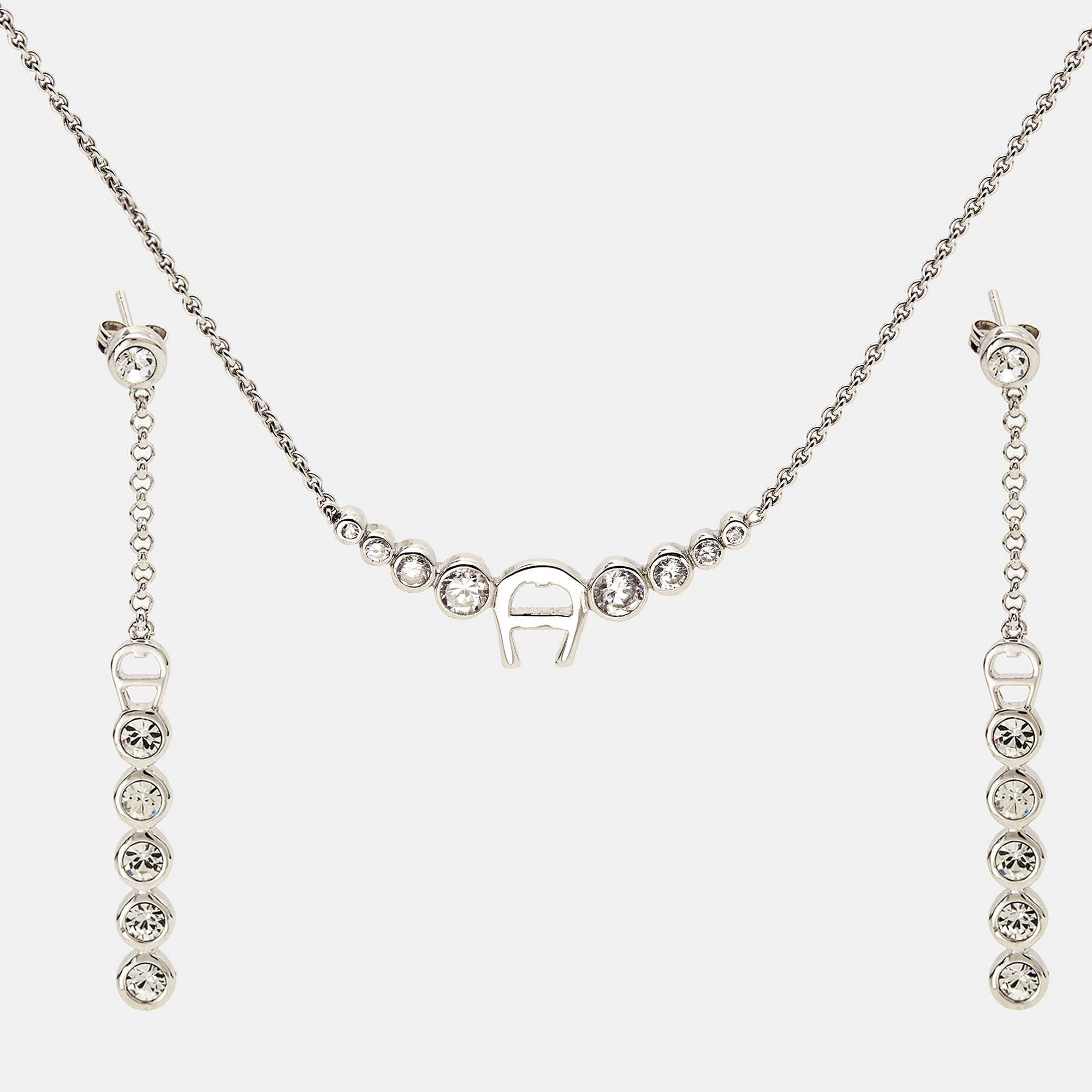 AIGNER Crystal Sterling Silver Necklace Set