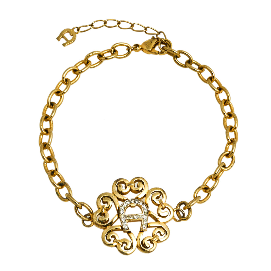 AIGNER Gold Tone Crystal Logo Bracelet