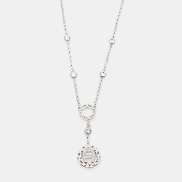 AIGNER Silver Tone Chain Link Crystal Pendant Necklace