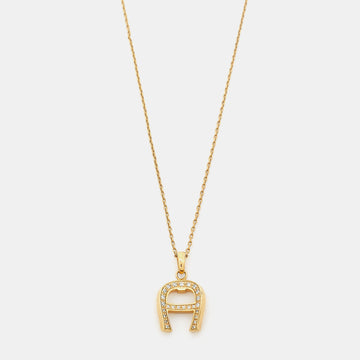 AIGNER Crystal Gold Tone Pendant Necklace