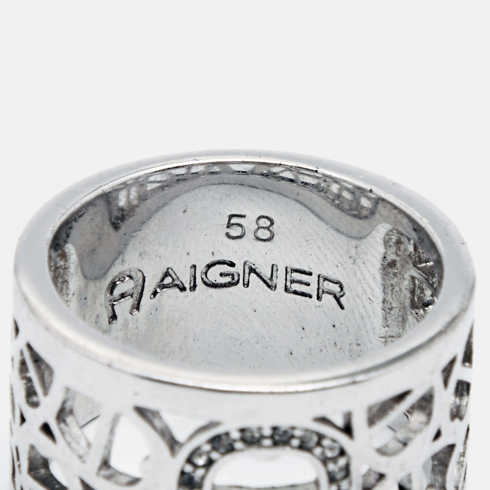 AIGNER Crystals SIlver Tone Ring Size 58