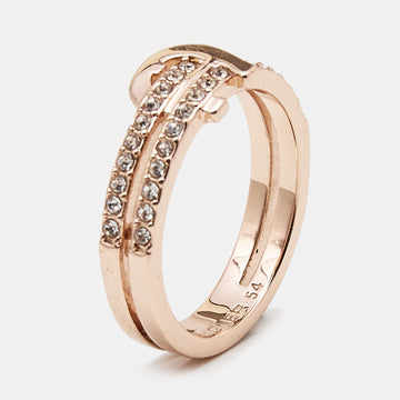 AIGNER Crystal Rose Gold Tone Ring Size 54