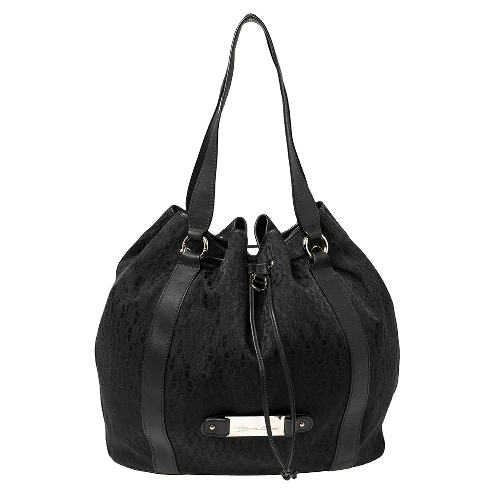 AIGNER Black Signature Canvas And Leather Tote