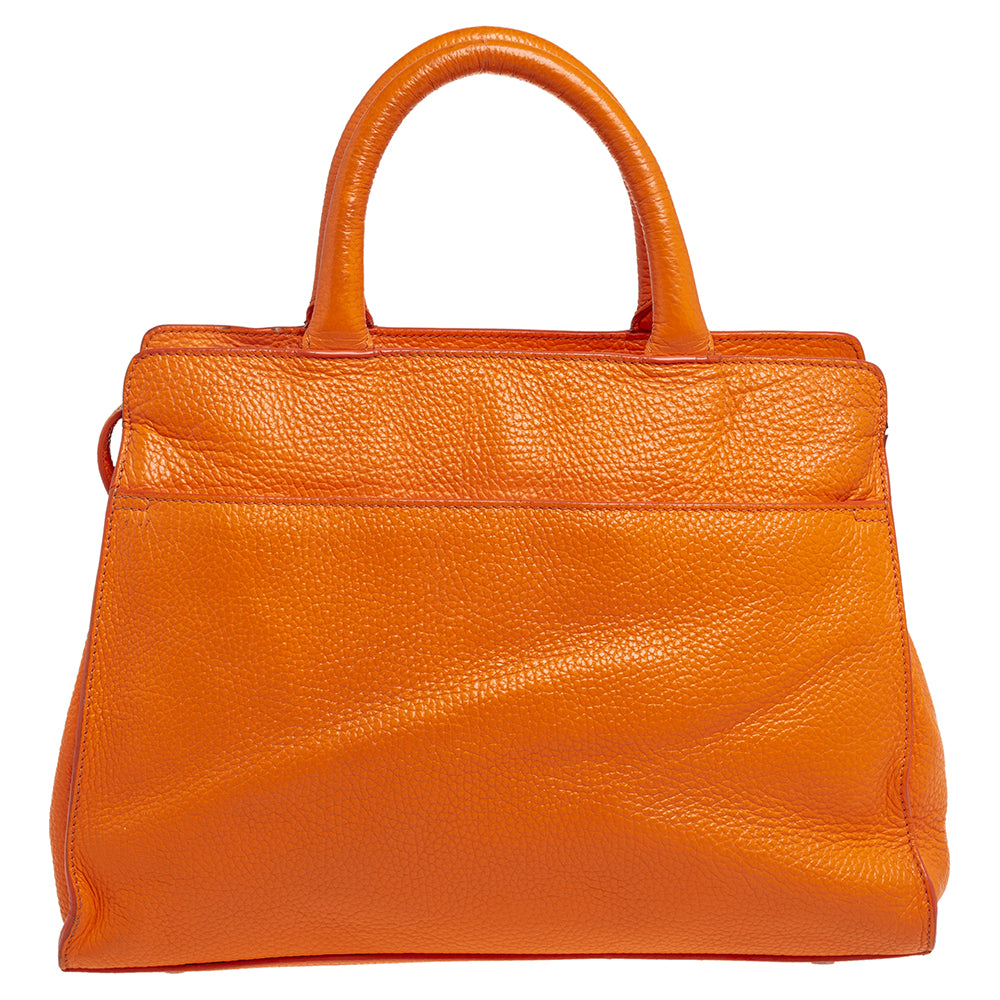 AIGNER Orange Grained Leather Cybill Tote