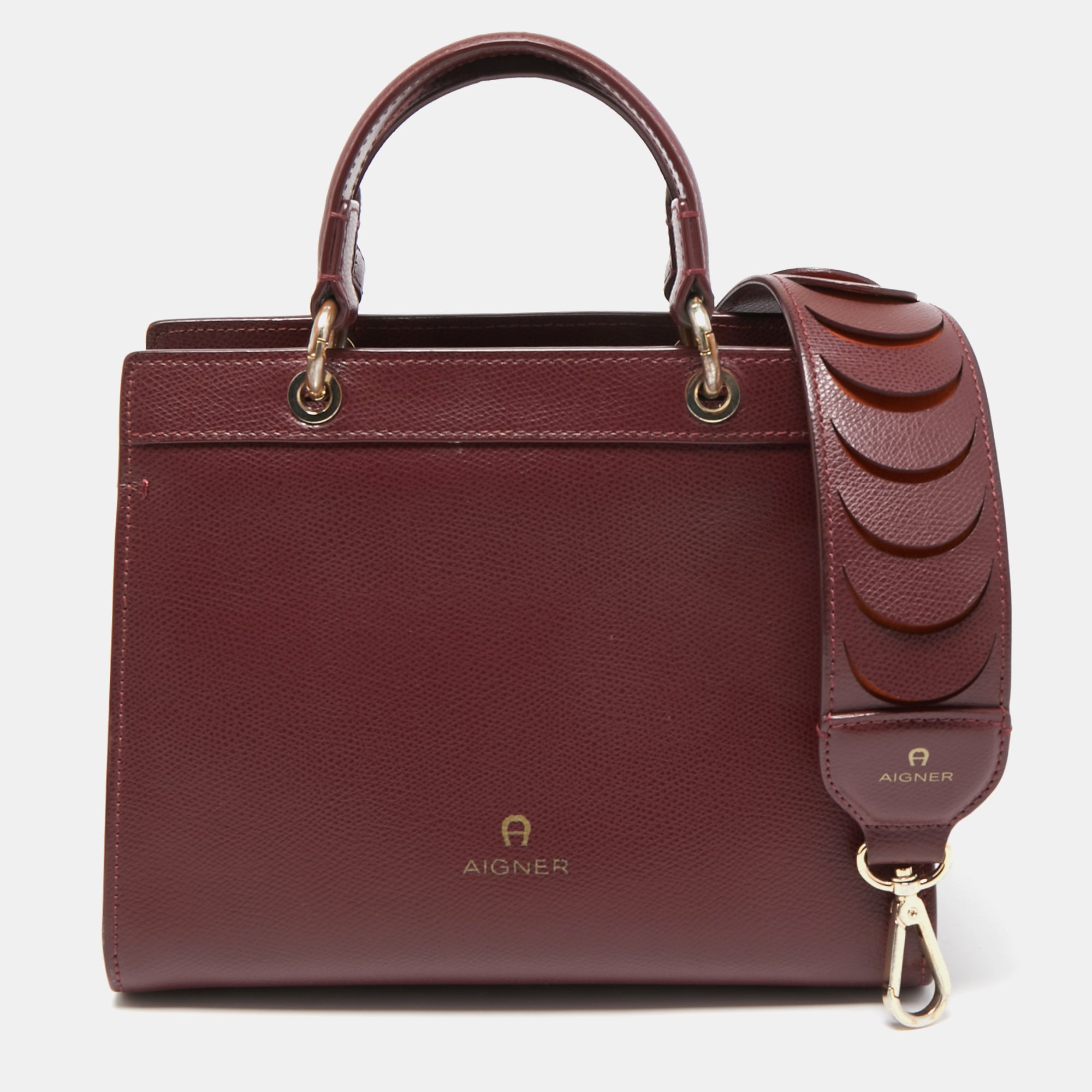 AIGNER Burgundy Leather Carol Tote