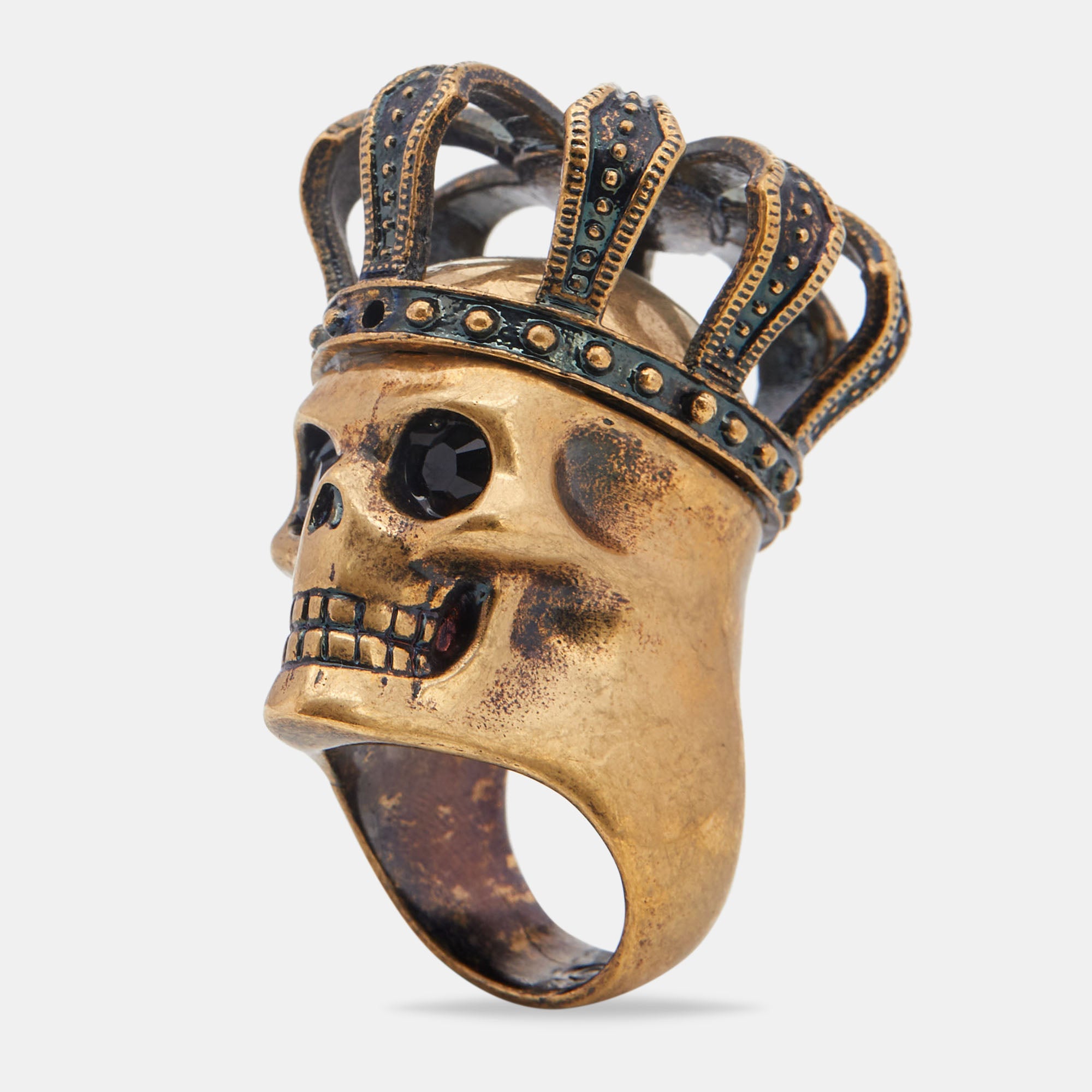 Alexander mcqueen skull ring shop gold