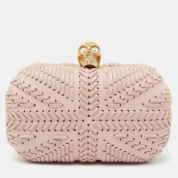 Alexander McQueen Pink Leather Skull Box Clutch