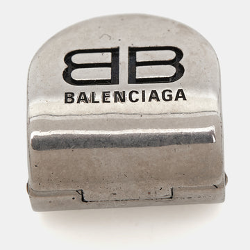 BALENCIAGA Clip Silver Tone Logo Ear Cuff