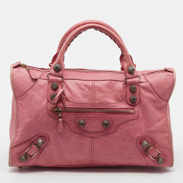 Balenciaga Pink Leather Giant 21 Rose Gold Work Tote