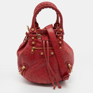 Balenciaga Red Leather GGH Pompon Bag