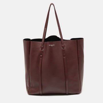 Balenciaga Burgundy Leather Medium Everyday Tote