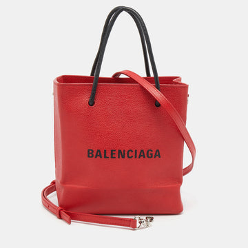 Balenciaga Red Leather Shopping Tote