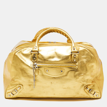 Balenciaga Metallic Gold Leather Bowling MM Bag