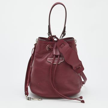 Balenciaga Burgundy Bordeaux Leather Papier Plate Bucket Bag