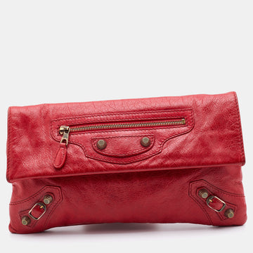 Balenciaga Red Leather Giant 12 GGH Envelope Clutch