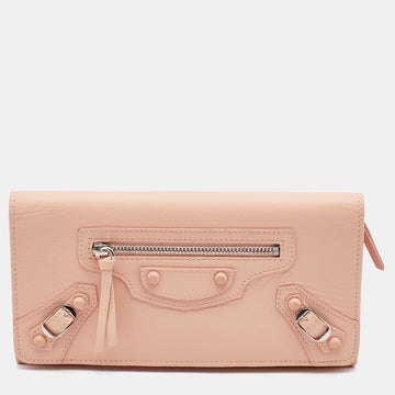 Balenciaga Peach Leather Classic Continental Wallet