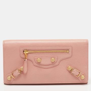 Balenciaga Light Pink Leather Classic Continental Wallet