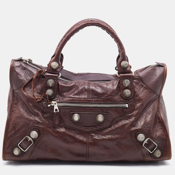 Balenciaga Brown Leather Giant 21 Silver Hardware Work Tote