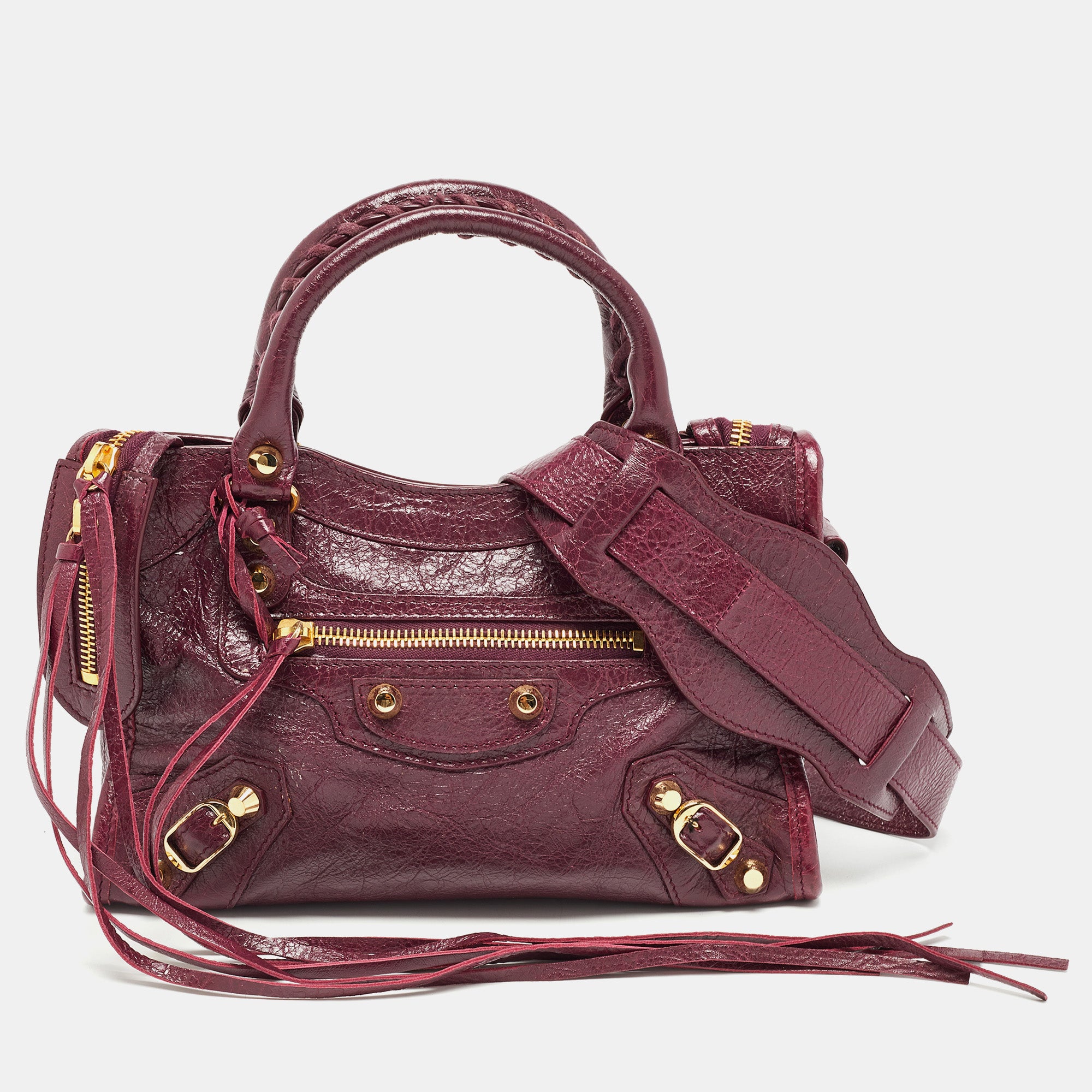 Balenciaga mini 2025 city burgundy