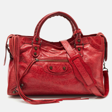 Balenciaga Red Leather RH City Bag