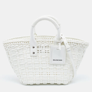 Balenciaga White Varnished Faux Leather XS Bistro Tote