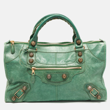 BALENCIAGA Green Leather GGH Work Tote