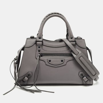 BALENCIAGA Grey Leather Small Neo Classic Tote