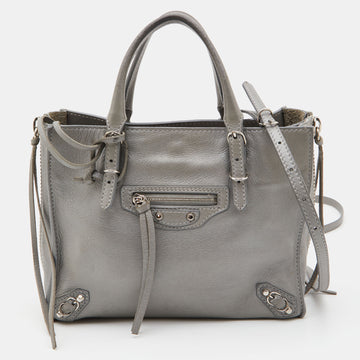 BALENCIAGA Grey Leather Mini Papier A4 Magnet Tote