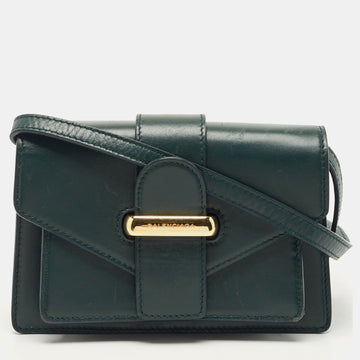 BALENCIAGA Green Leather Flap Crossbody Bag