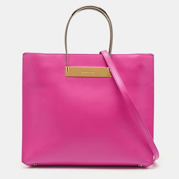 BALENCIAGA Pink Leather Cable Strap Tote