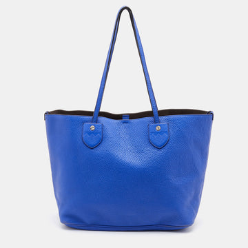 BALLY Blue Grained Leather Shopper Tote