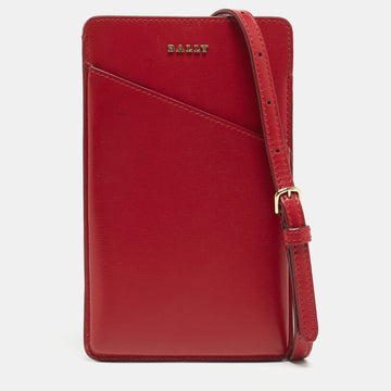 BALLY Red Leather Document Crossbody Bag