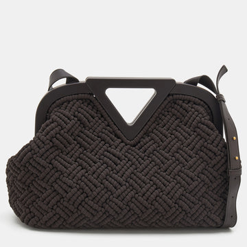 Bottega Veneta Dark Brown Intrecciato Macrame Point Shoulder Bag