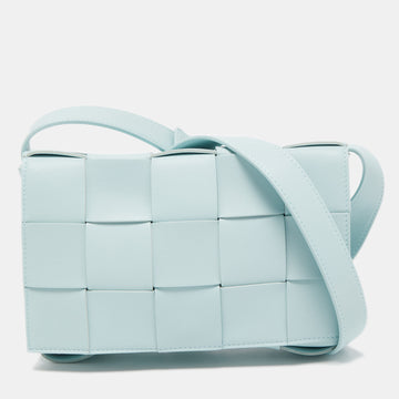 BOTTEGA VENETA Pale Blue Intrecciato Leather Cassette Shoulder Bag