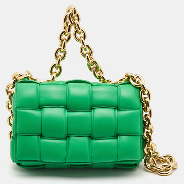 BOTTEGA VENETA Green Padded Leather Chain Cassette Shoulder Bag