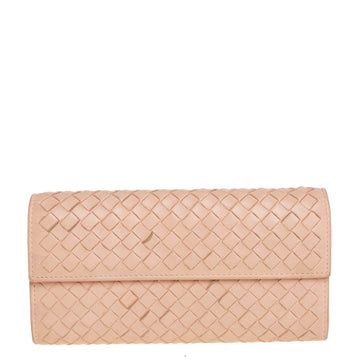 Bottega Veneta Peach Intrecciato Leather Continental Wallet