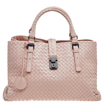 Bottega Veneta Pink Intrecciato Leather Medium Roma Tote