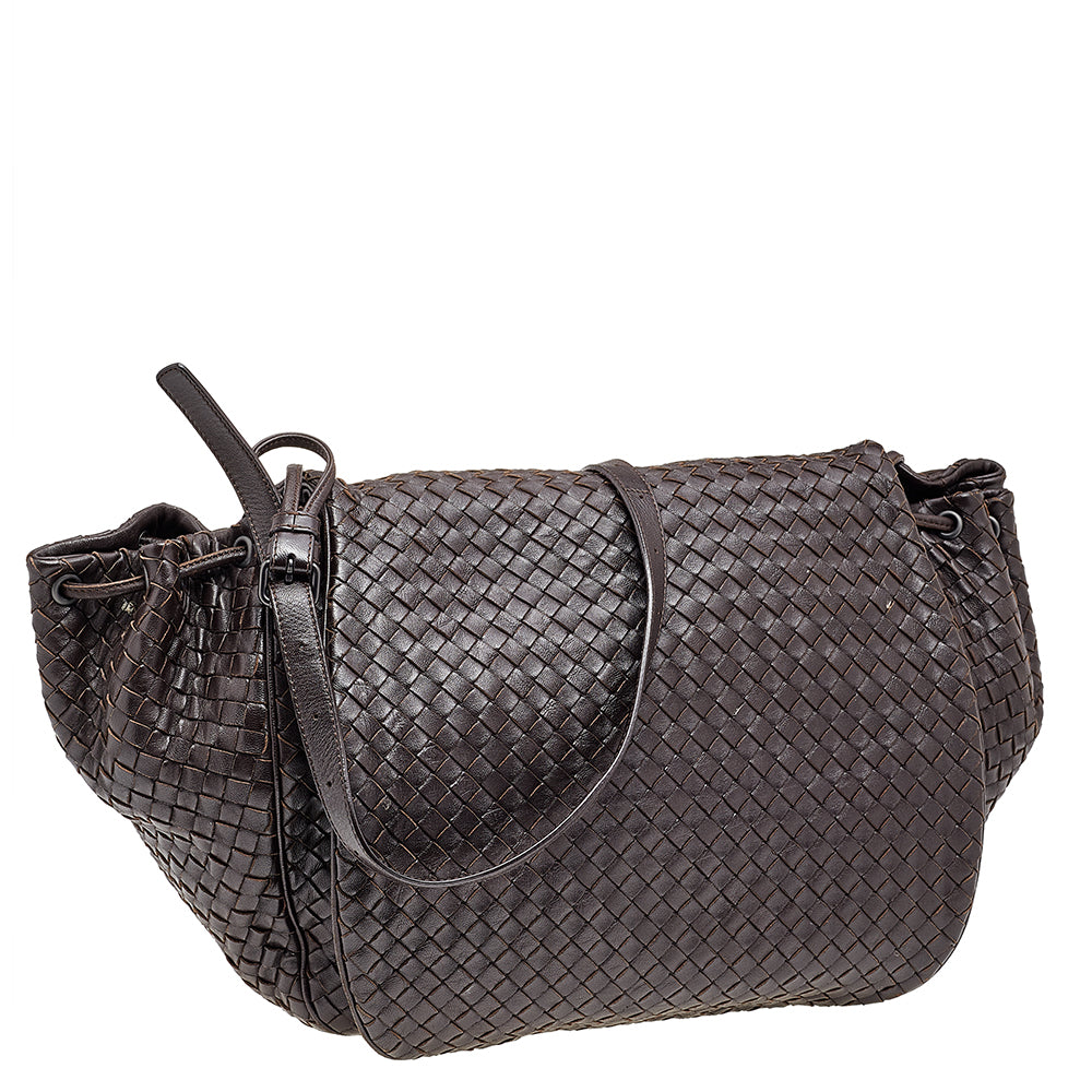 Bottega Veneta Womens Flap Intrecciato Shoulder Bag